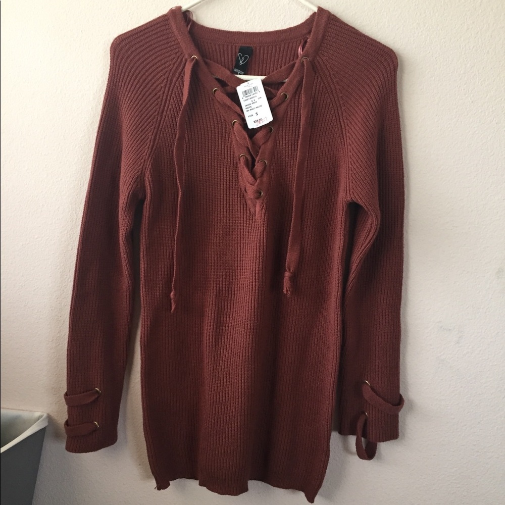 windsor lace up knit sweater